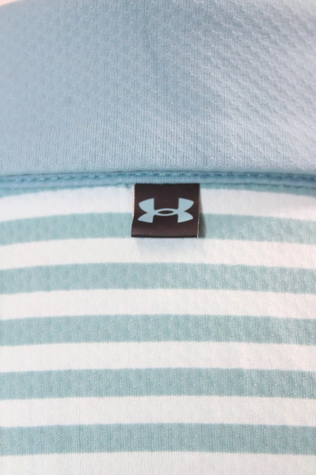 Under Armour Mens Striped Short Sleeves Rugby Shirt Blue Size Small - Image 4 of 4