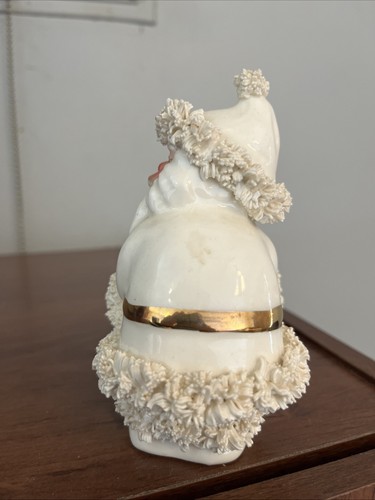 Napco Arctic White Santa 5" Spaghetti Planter VTG MCM 50s Gold Accent Craze - Picture 2 of 5