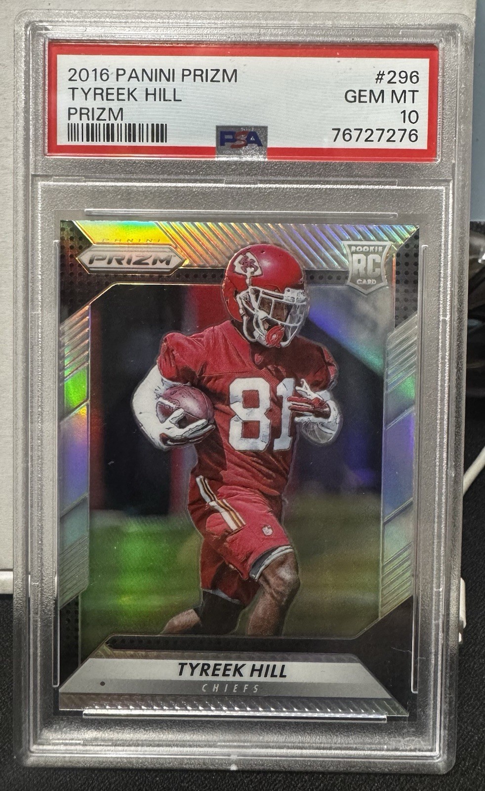 2016 Panini Prizm TYREEK HILL Silver Holo Rookie #296 RC Chiefs Dolphins PSA 10