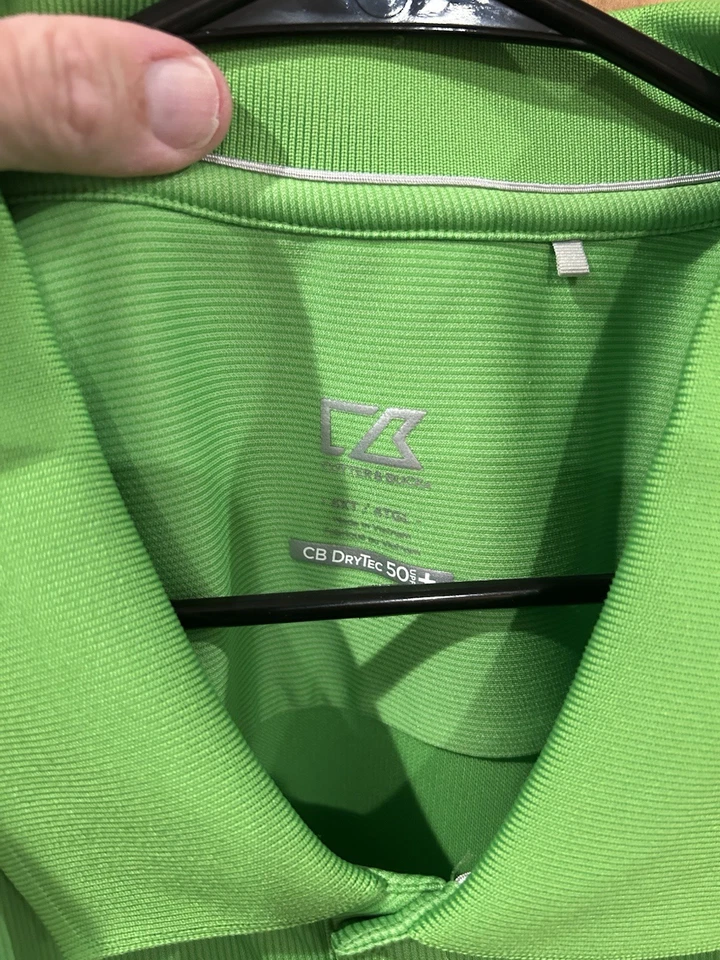 Cutter & Buck Polo Golf Dry Tech Men 50+UV 4XLT Bright Green - Image 3 of 4