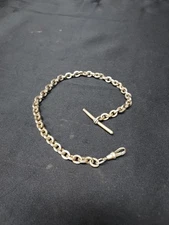 Antique Victorian Edwardian Watch Fob Chain 12" Silver 1800s 19th Century 
