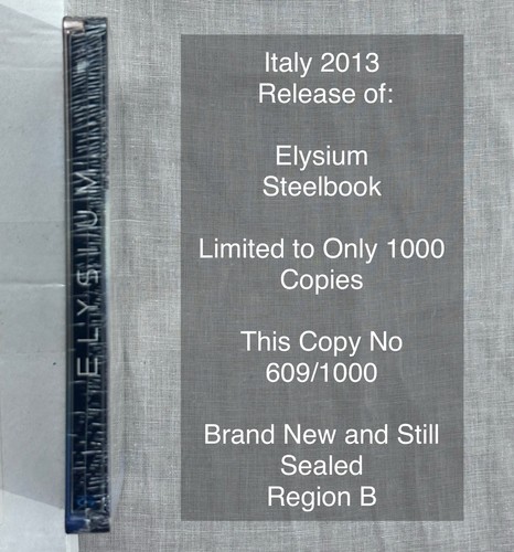 Elysium Blu-ray Steelbook - DVD-Store IT Exclusive 609/1000 Brand New Sealed - Picture 3 of 3
