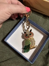Beautiful Rhinestone Owl Keychain Purse Backpack Charm Key Chain