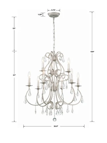 Crystorama Ashton 25 1/2"W Olde Silver 9-Light Chandelier - Picture 10 of 10