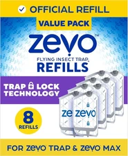 Zevo Flying Insect Trap Refill Cartridges -Easy to Use (8 Refill Cartridges) US