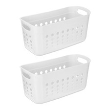 2Pack 15.55x7.87x7.6" Pantry Plastic Storage Baskets White