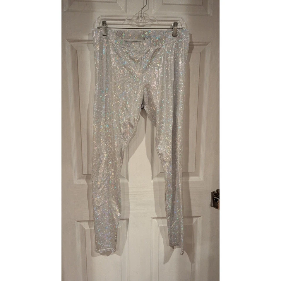 Funstigators Sparkle Holographic Leggings Shiny Disco Festival Pants XL Chic 90s - Image 3 of 4