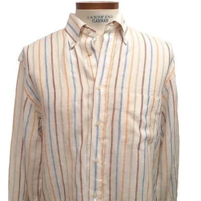 Paul Shark Yachting Linen Long Sleeve Button Up Shirt Mens Size Large Stripe