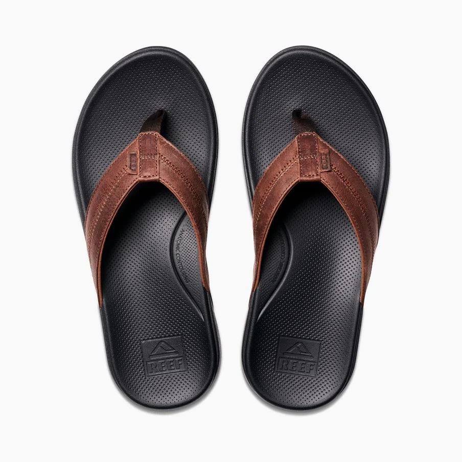 Reef Cushion Phantom 2.0 Leather Sandals - Men's - 12 / Brown/Black