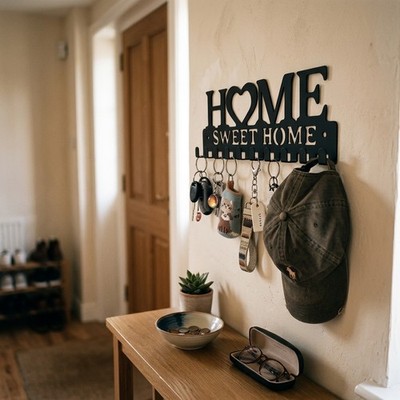 Sweet Home Decorative Metal Wall Key Holder Wall Mount Key Storage Rack Hanger