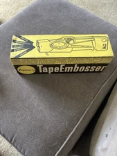 Vintage used Apsco Tape Embosser with box and 5 Dymo refills