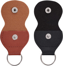 Guitar Pick Keychain Holder - 2pcs PU Leather with Key Ring for Players