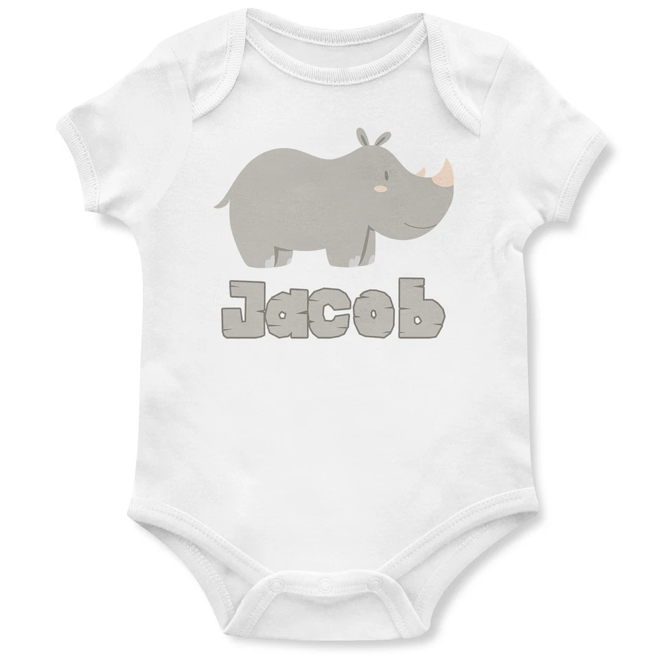 THE CLOTHING SHED Personalisierter süßer Nashorn Strampler Tiergeschenke für Neugeborenes Baby Weihnachten und...