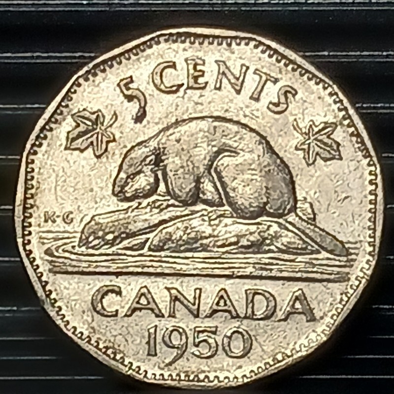 1950 Canada 5 Cents Last Year Issue 5 Cents Dodecagonal Coin Avg Circ 