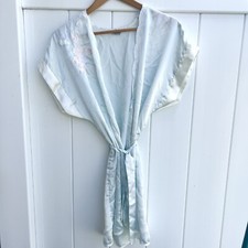 Vintage LUCIE ANN II Robe Blue Satin Floral Embroidered Women s Small