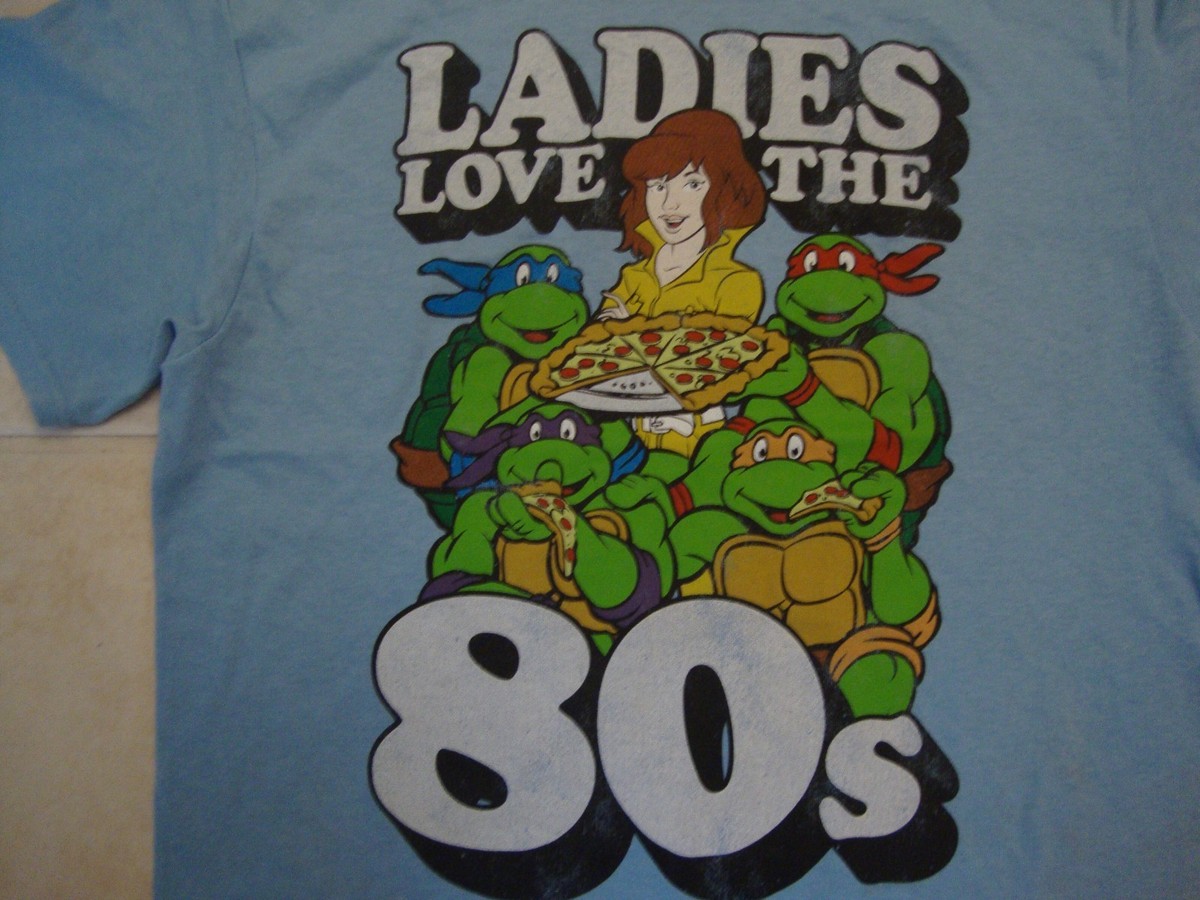 Teenage Mutant Ninja Turtles Ladies Love The 80's Throwback Blue T