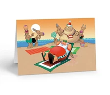Funny Beach Christmas Cards | Santa Sun Bathing Holiday Cards | 30118