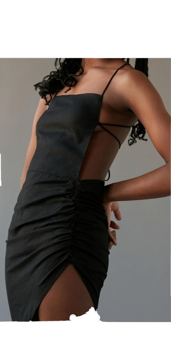 little black dress low cut back black dress long sleeve open back Marienne Black Velvet Sequin Long Sleeve  Mini Dress