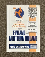Finland vs Northern Ireland UEFA Under-18 Championship Programme, 9/10/1996, VGC