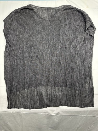 EILEEN FISHER Sz M Cap Sleeve Boxy Top Crepe Gray Oversized Viscose Blend Drape - Picture 5 of 10