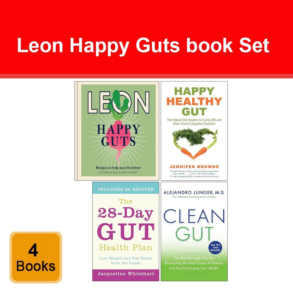 Leon Happy Guts, Happy Healthy Gut, 28 Day Gut Health Plan, Clean Gut 4 Book Set