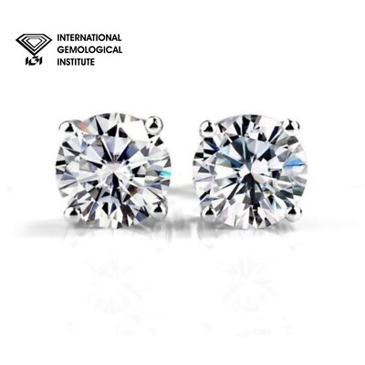 2,00 kt IGI-zertifizierte im Labor gezüchtete Diamant-Ohrstecker 950 Platin UK punziert