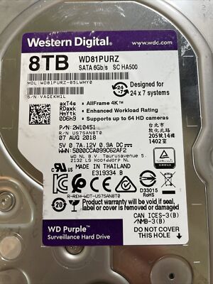 WD Purple 8TB Surveillance CCTV DVR NVR HDD hard drive WD81PURZ | eBay