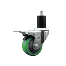 3 Inch Green Poly Swivel 1-3/4 Inch Expanding Stem Caster Total Lock Brake SCC