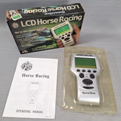 LCD Horse Racing Handheld Electronic Game Excalibur Electronics 416 Vtg In Box