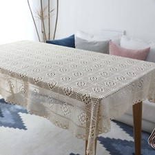 Vintage Handmade Crochet Lace Tablecloth Table Cover Wedding Party Dinner Decor