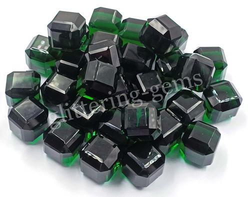 (ONLY 1 PIECE) Green Moldavite Natural 50-55 Ct Faceted Cubic Cut Loose Gems 25C - Picture 14 of 14