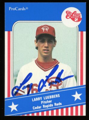 1991 ProCards Cedar Rapids Reds LARRY LUEBBERS Signed Card