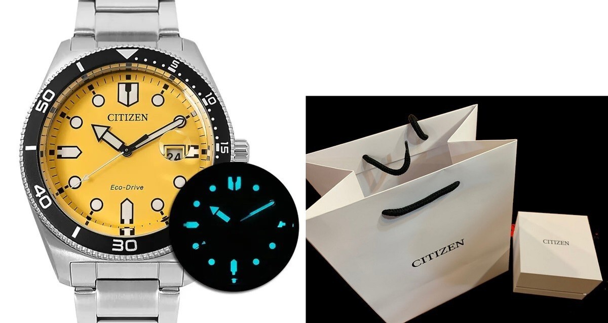 new Citizen Eco-drive Ø 43mm s steel AW1760-81Z yellow date