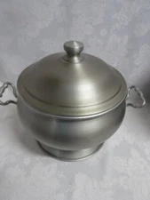 Vtg Mid Century Modern UNUSUAL Brushed Aluminum LG Ice bucket w 2 Handles, Ex!