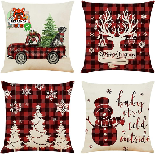Fodere per Cuscini 45X45 Cm Set Da 4 Fodere Cuscini Alberi Colorati Quadrati Cop - Foto 7 di 12