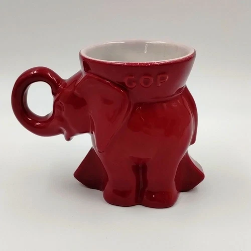 Frankoma 1984 GOP Republican Political Mug, Red Elephant, Reagan Bush