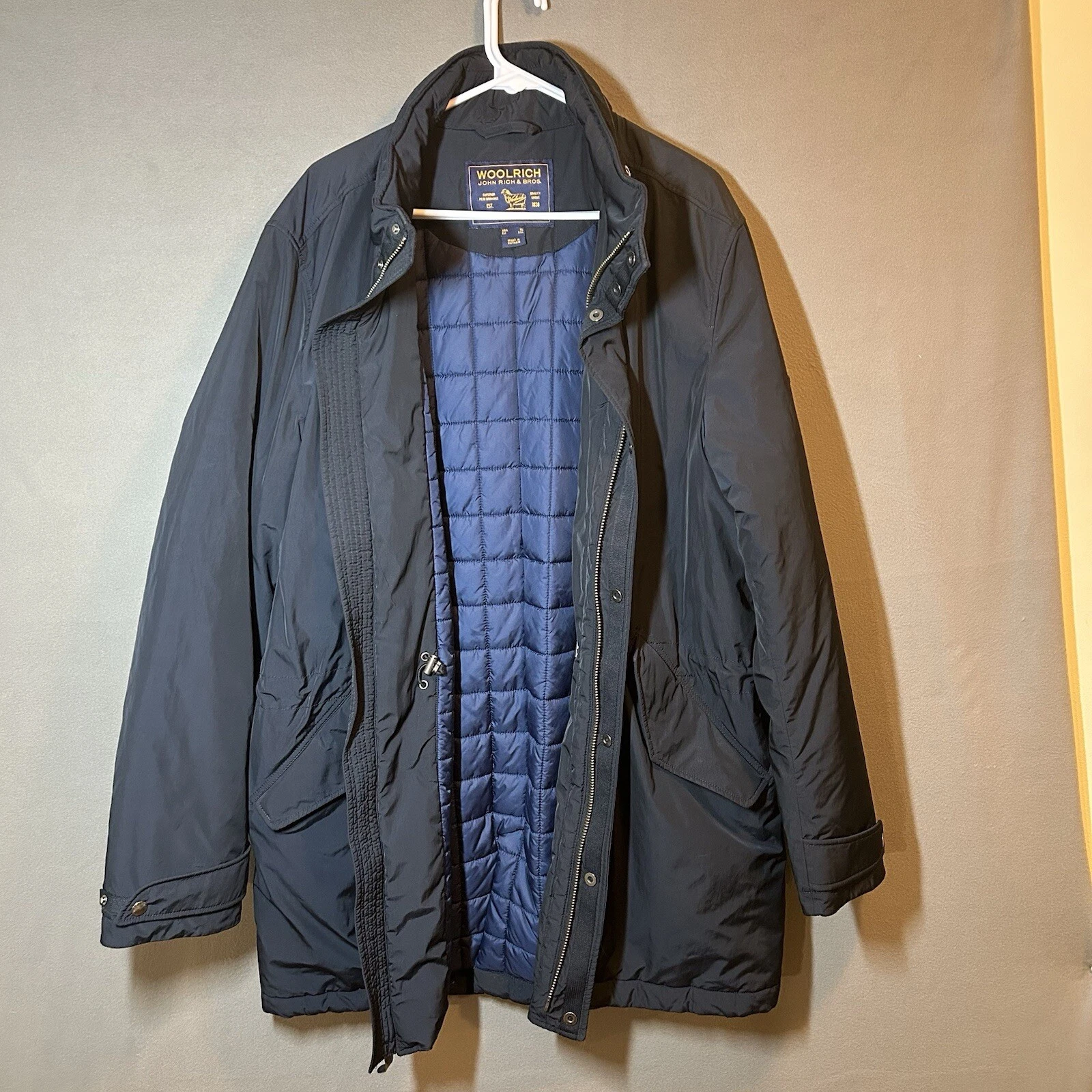 Woolrich Polyester Blend Parka Coat Adult XL Black Full Double Zip/Snap Jacket