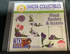 DAKOTA COLLECTIBLES EMBROIDERY DESIGN FLORAL BORDERS  ACCENTS CD ROM -2002 GUC