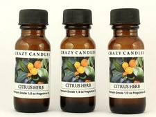 3 Citrus Herb 1/2oz Premium Grade Scented Fragrance Oil Crazy Candles