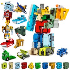 Numbers Robots Transforming Toy Kid Gift Educational Learning 10× 0-9 Numbers