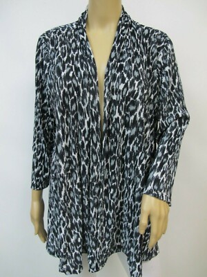 Effortless Style 3/4 Sleeve Animal Print Open Cardigan Jacket Size M