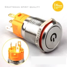16mm Tri-color12V Power Style LED illuminated Stainless steel Push button Switch
