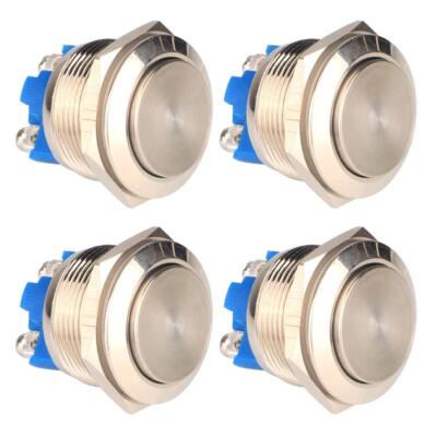 4 Stück 22 mm 12 V/24 V/125 V/250 V/5 A rastende Drucktastenschalter Schraubklemmen