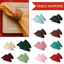 1-100pcs Polyester Cotton Napkins Serviettes Machine Washable Dinning Tableware