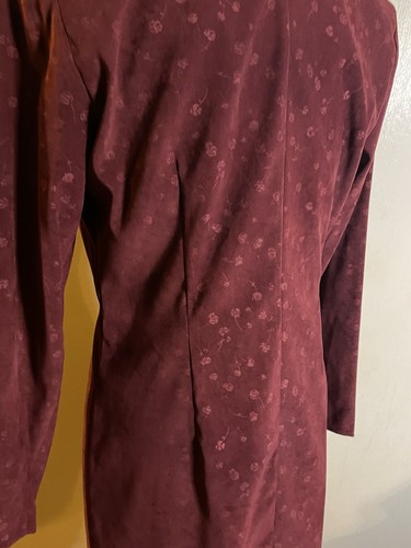 Dawn Joy Damen Vintage 80er 2-teiliges burgunderfarbenes Etuikleid & L/S Jacke Größe 9/10 - Bild 6 von 16