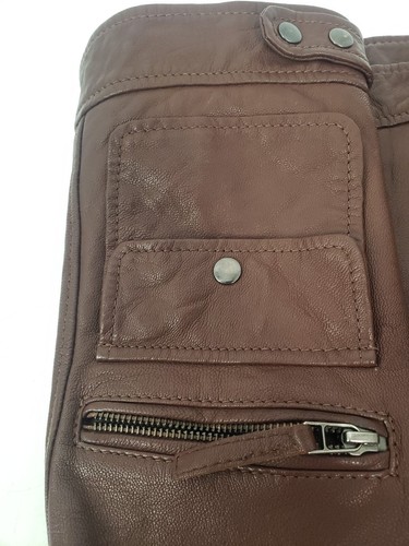 Emilie D. Leather Moto Jacket Size Large L Zip Snap Closure - Picture 7 of 11