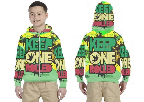 Kids Hoodie Rasta Jamaica Design 7434105219235 Hoodie Unisex For Children - Picture 2 of 4
