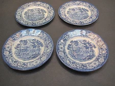 Liberty blue Staffordshire 4- 5 7/8"  bread & butter plates-Monticello-excond