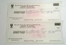 Vintage 1972 QUAKER STATE OIL Refining Corporation-Wheeling O- 2 Deposit Tickets