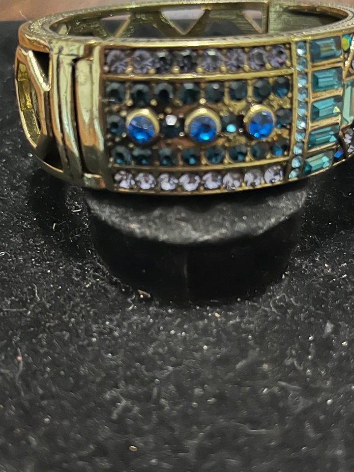 Bracelete articulado Heidi Daus camadas luxuosas 6,5" cristais turquesa e azul - Imagem 3 de 4